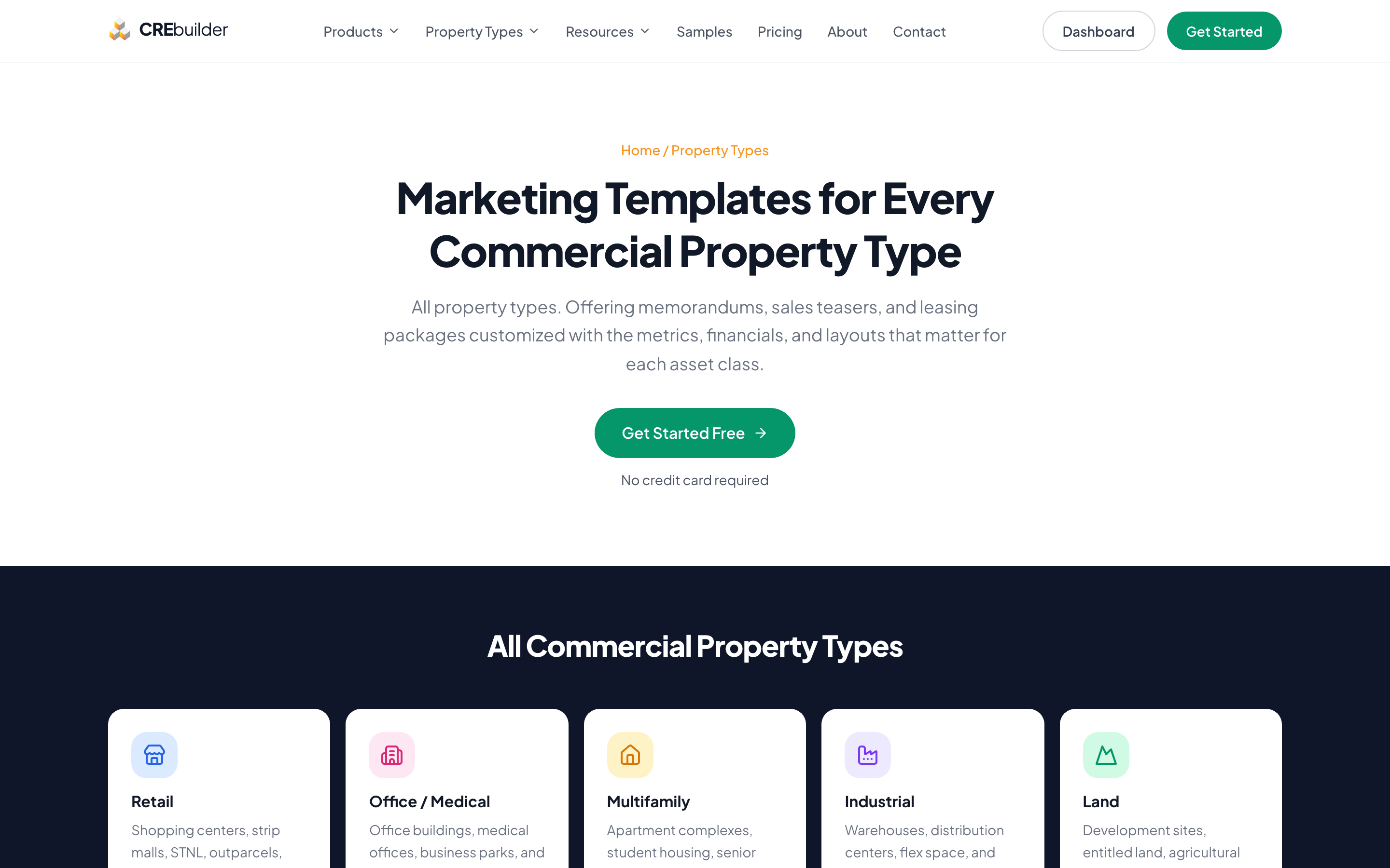 Property type selection screen