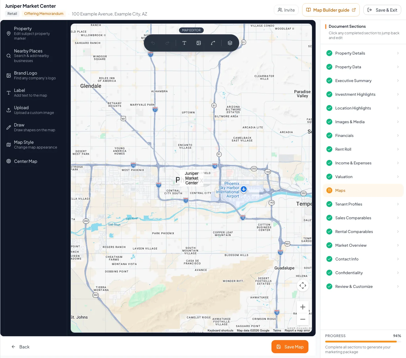 Maps editor state used to save a finished map back to its source document.