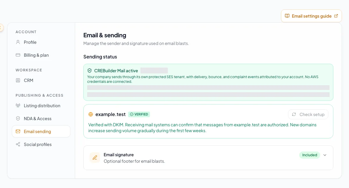 Show the ready-to-send state after agreement and identity setup are complete.