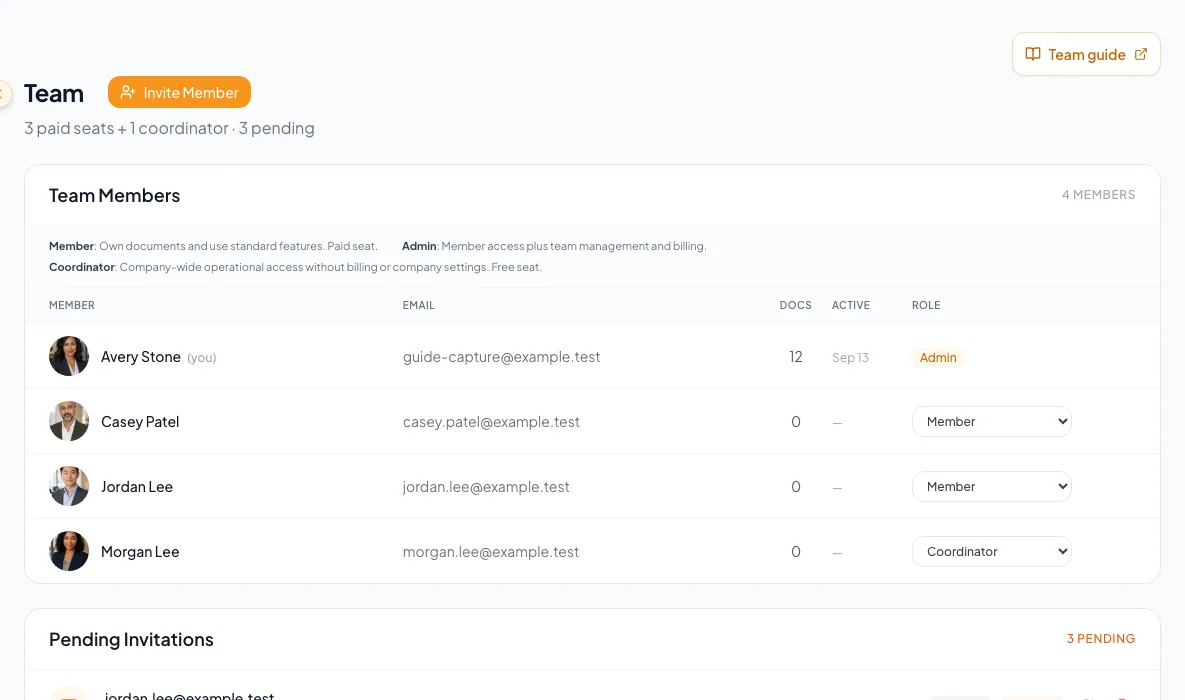 Show the invited or updated teammate with the resulting role and status.