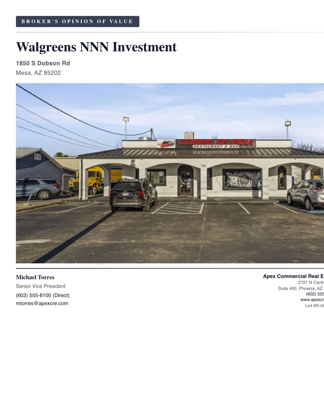 Net Lease BOV template example created with CREBuilder