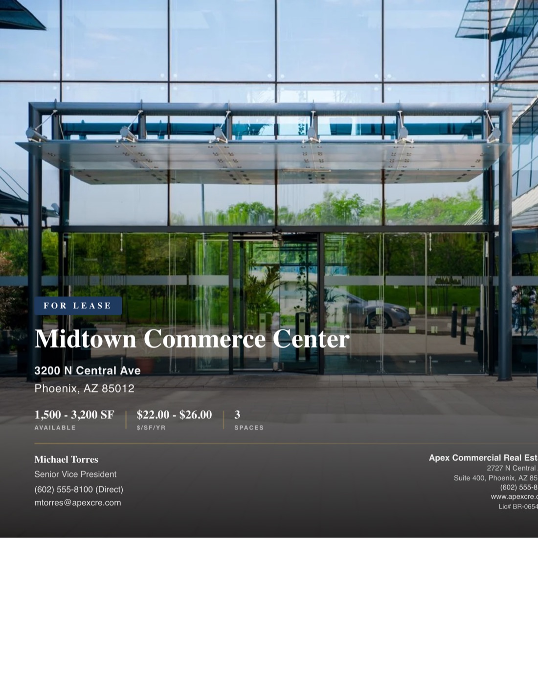 Office For Lease Flyer template example created with CREBuilder