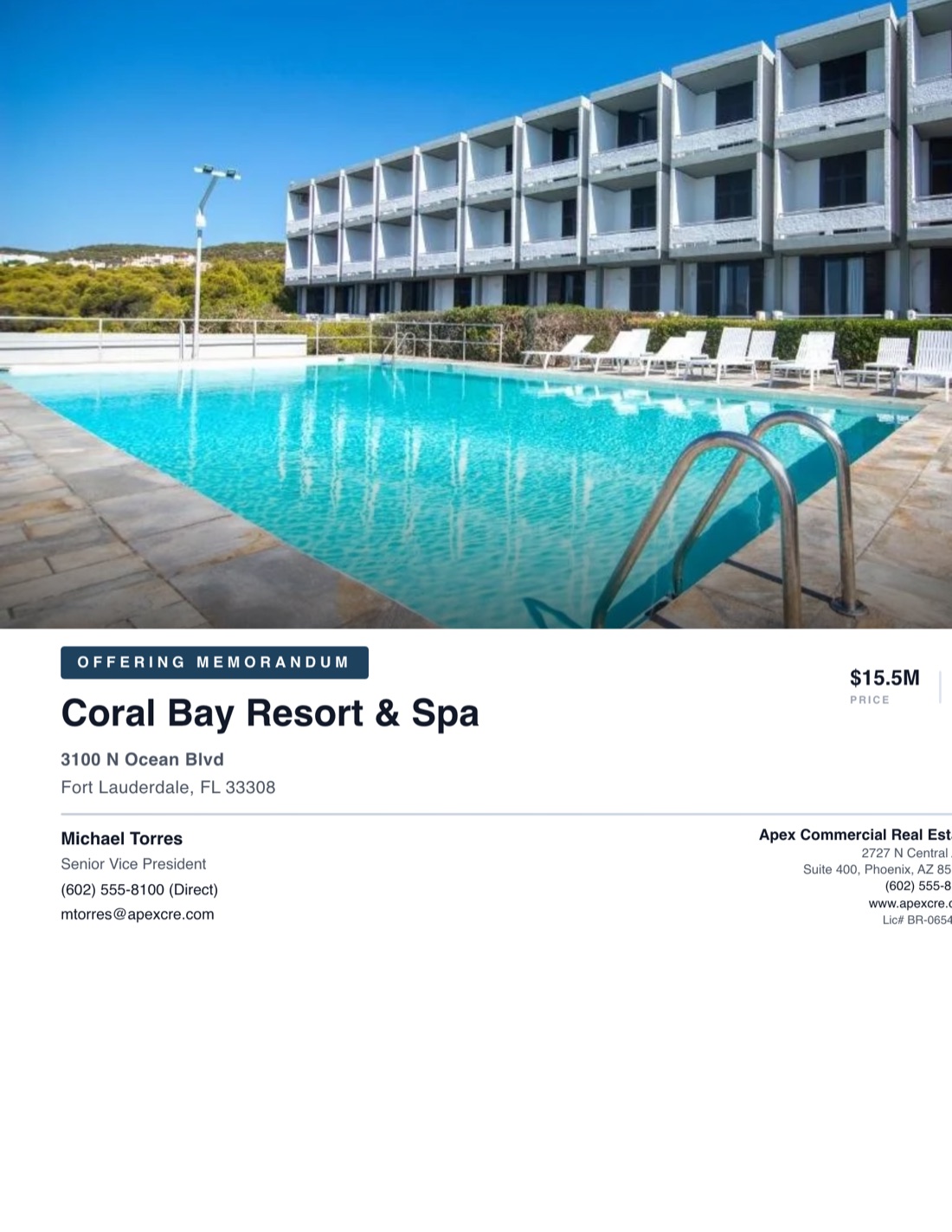 Hospitality Offering Memorandum template example created with CREBuilder