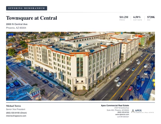 Sample Mixed-Use offering memorandum cover created with CREBuilder