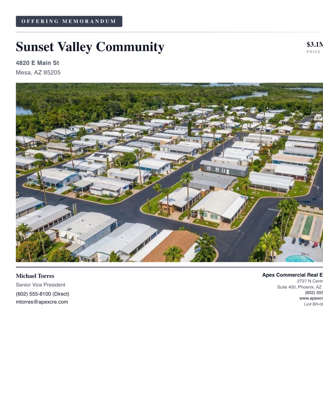 Mobile Home Parks Offering Memorandum template example created with CREBuilder