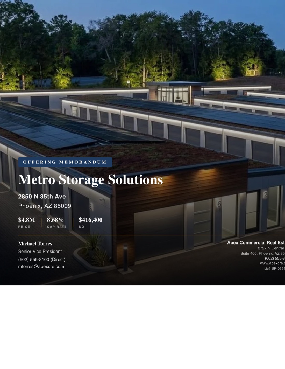 Self-Storage Offering Memorandum template example created with CREBuilder